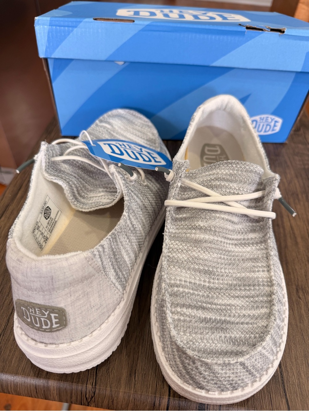 Hey Dude Women's Slip-On Loafers in Light Gray and White - Picture 13 of 13